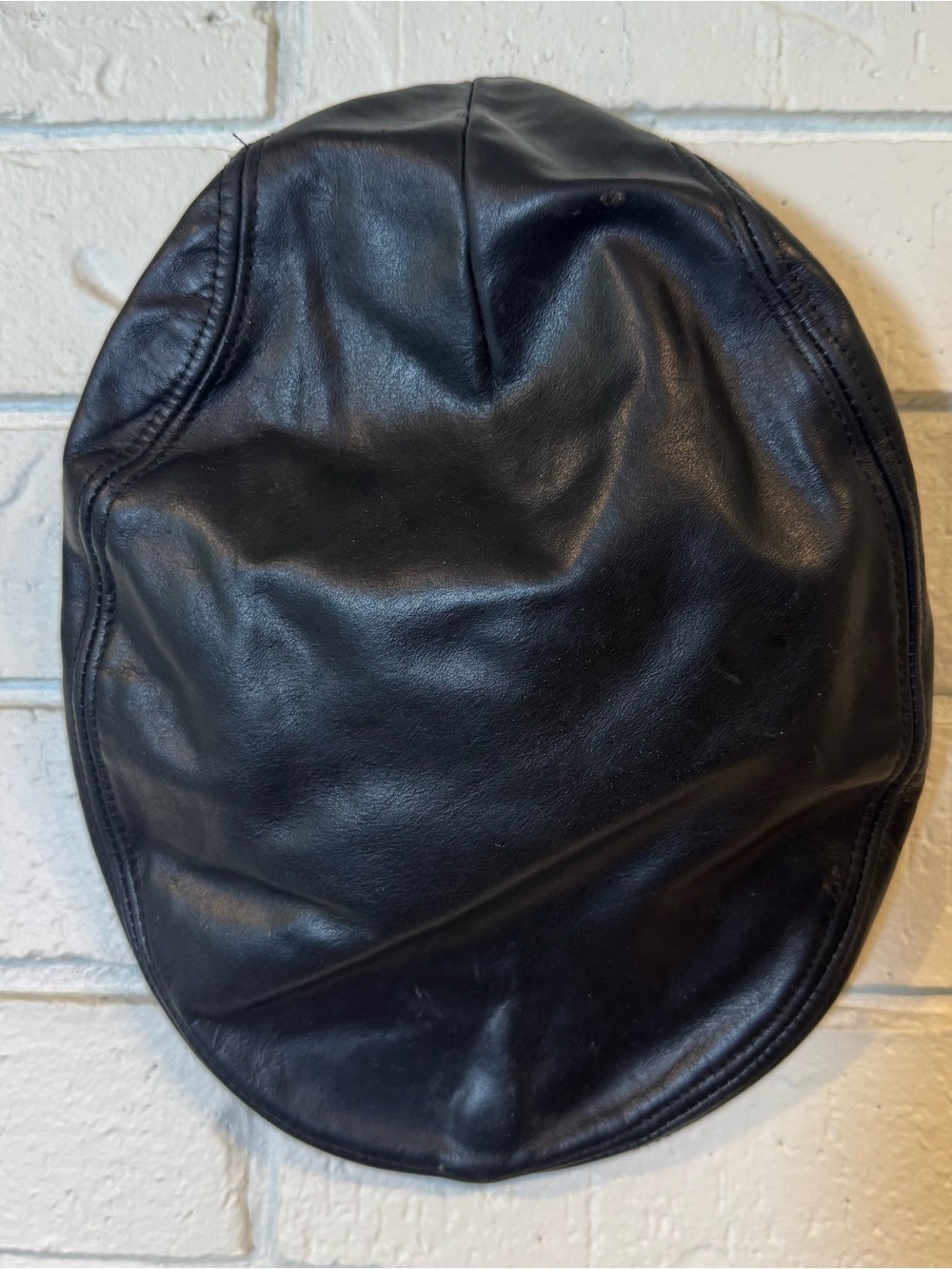 Vintage 80s 90s New York Winner Black Leather Flat Cap